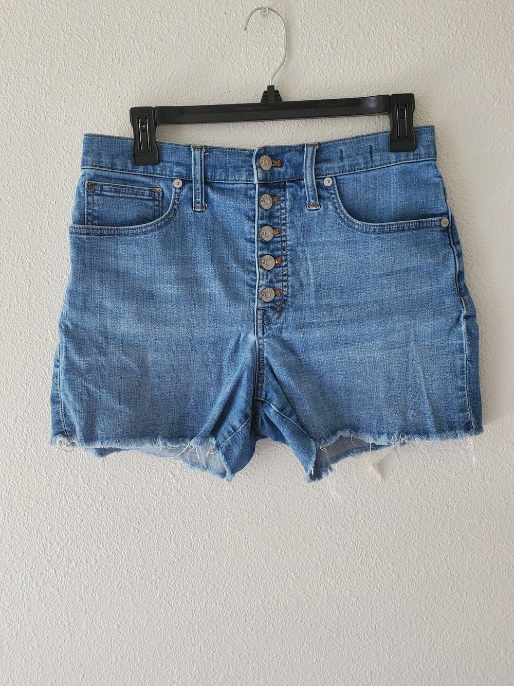 Madewell High-Rise Button-Front Denim Shorts - Blue